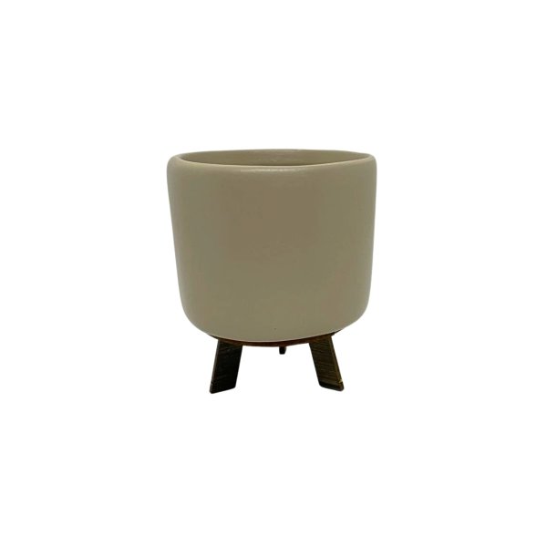 CACHEPOT DE CERÂMICA REDONDO COM PÉ VANJOS - Imagem 3