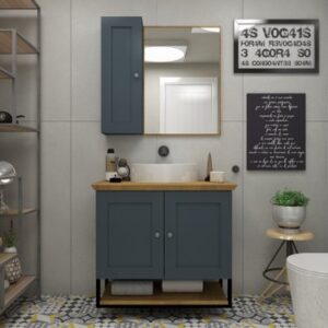 CONJUNTO ARMÁRIO DE BANHEIRO NORDIC MAZZU