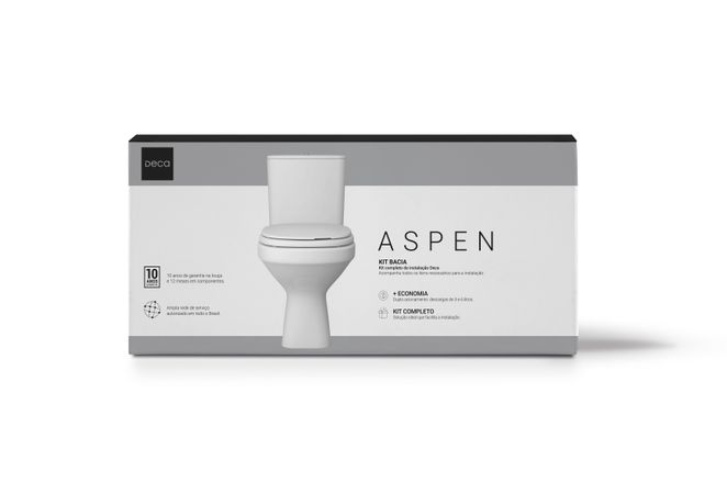 KIT BACIA COM CAIXA ACOPLADA ASPEN BRANCO DECA - Imagem 3