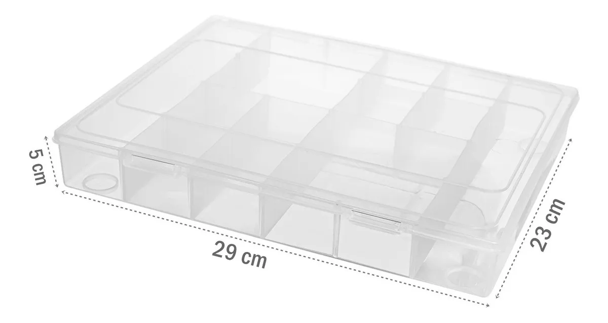 CAIXA PLÁSTICA ORGANIZADORA INCOLOR COM DIVISÓRIA JAGUAR - Imagem 2