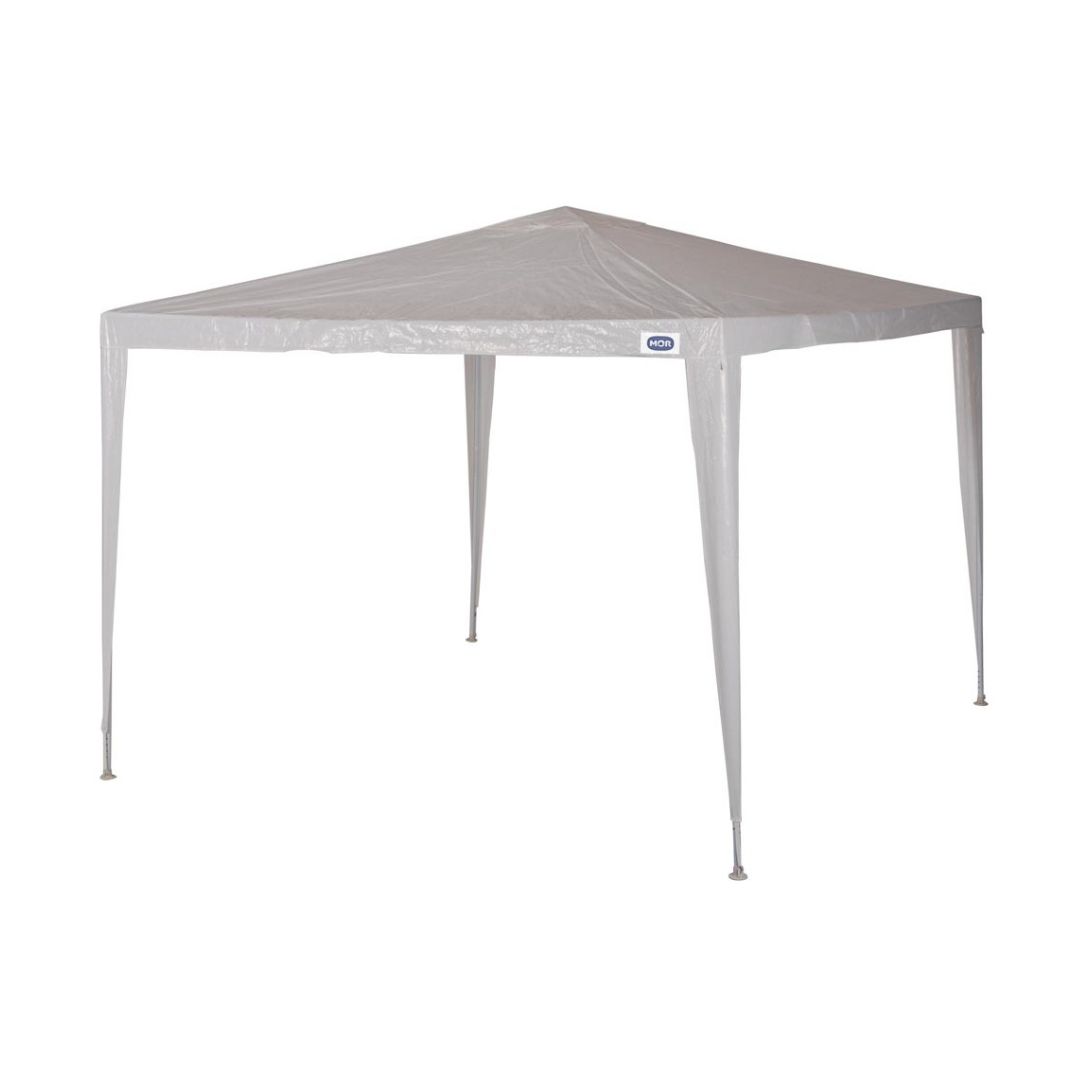 GAZEBO AÇO 3x3x2,50M RAFIA BRANCO MOR