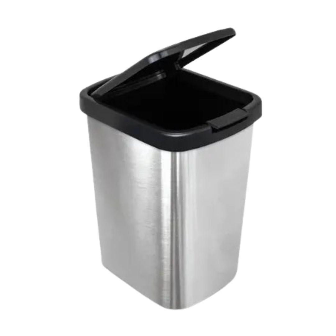 LIXEIRA COM CLICK LABEL INOX ARQPLAST