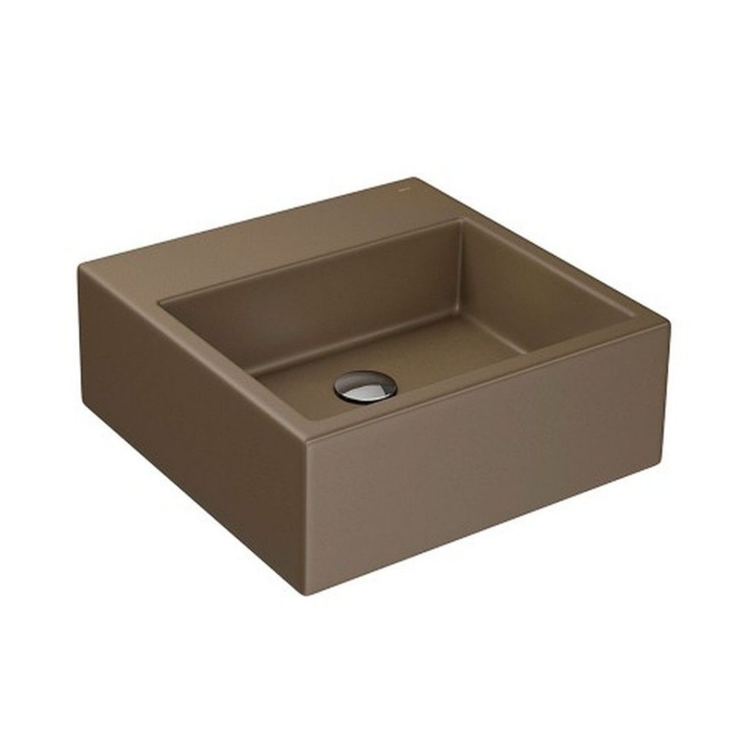 DECA CUBA DE APOIO QUADRADA 41CM COM MESA L.73.22 MARROM FOSCO