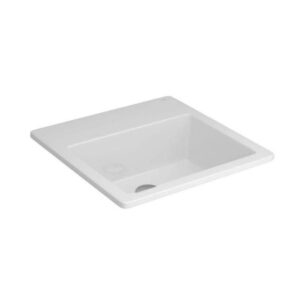 DECA CUBA QUADRADA SOBREPOR 42X42CM COM MESA BRANCO