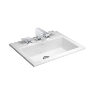 DECA CUBA RETANGULAR SOBREPOR 54X43CM COM MESA BRANCO GELO