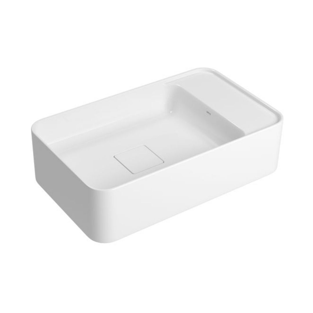 DECA CUBA RETANGULAR SUSPENSA 50CM COM MESA L.43050.MD.17 BRANCO