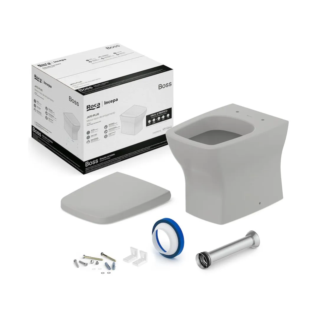 INCEPA BACIA CONVENCIONAL BOSS GRIS COM ASSENTO + ACESSÓRIO. DE FIXAÇÃO