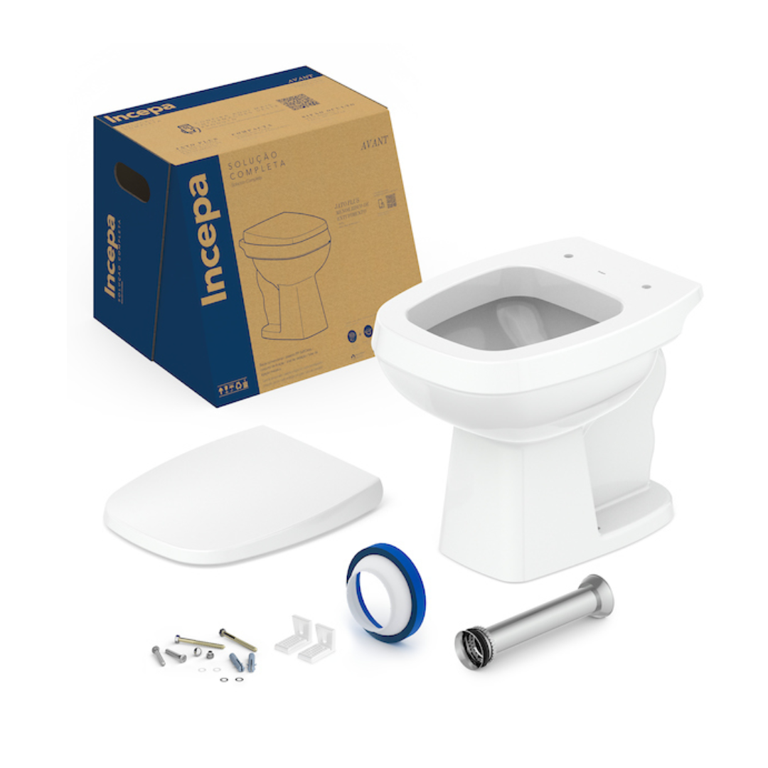 INCEPA BACIA CONVENCIONAL FIT BRANCA COM ASSENTO + ACESSÓRIO. FIXAÇÃO