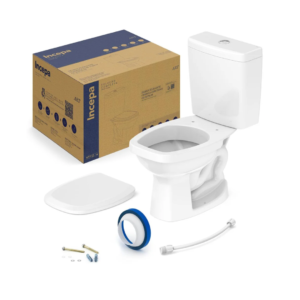 INCEPA KIT BACIA ART BRANCA COM CAIXA ACOPLADA + ASSENTO + ACESSÓRIO FIXAÇÃO