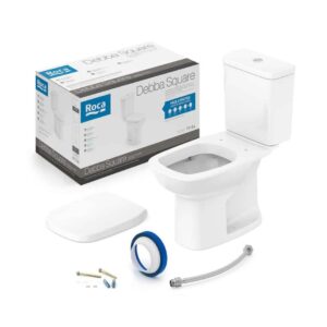 ROCA BACIA DEBBA SQUARE BRANCA COM CAIXA ACOPLADA + ASSENTO + ACESSÓRIO FIXAÇÃO