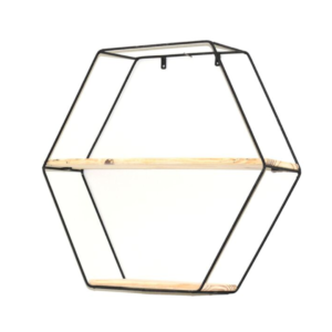 NICHO HEXAGONAL 45X40X10CM ESTILO PINUS/PRETO DE0046 DICARLO