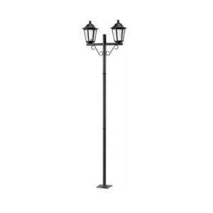 POSTE COM TUBO PARA JARDIM PARA  2 LÂMPADA ALT 161CM 122 PRETO DITAL