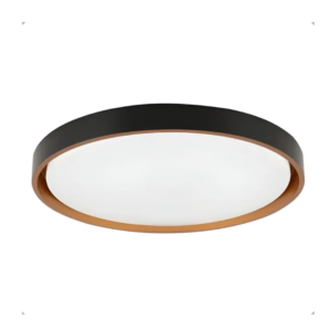 PLAFON LED MONTANA 41CM REDONDO 24-48W 3000K A 6000K PRETO/DOURADO HEVVY
