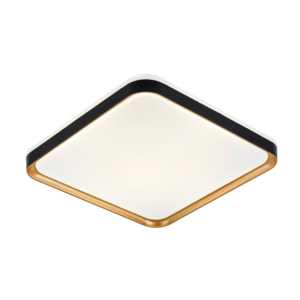 PLAFON LED TORONTO 30CM QUAD 24W 3000K A 6000K PRETO DOURADO HEVVY