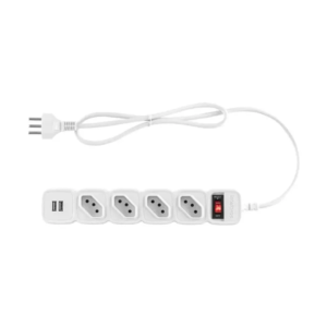 FILTRO DE LINHA 4 TOMADAS E 2 USB BIVOLT EPE 204 USB BRANCO INTELBRAS