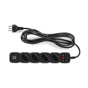 FILTRO DE LINHA 4 TOMADAS E 2 USB BIVOLT EPE 204 USB PRETO INTELBRAS
