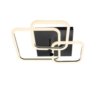 PLAFON SPACE SQUARE TRIPLE PRETO 49W 47CM 3000K FL LLUM