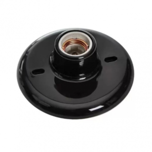 PLAFONIER ECONÔMICO SOQUETE PORCELANA 100W PRETO PLASLUMI