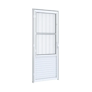 PORTA ALUMÍNIO COM POSTIGO E GRADE 215X85CM A133.2 DIREITA RIOBRAS