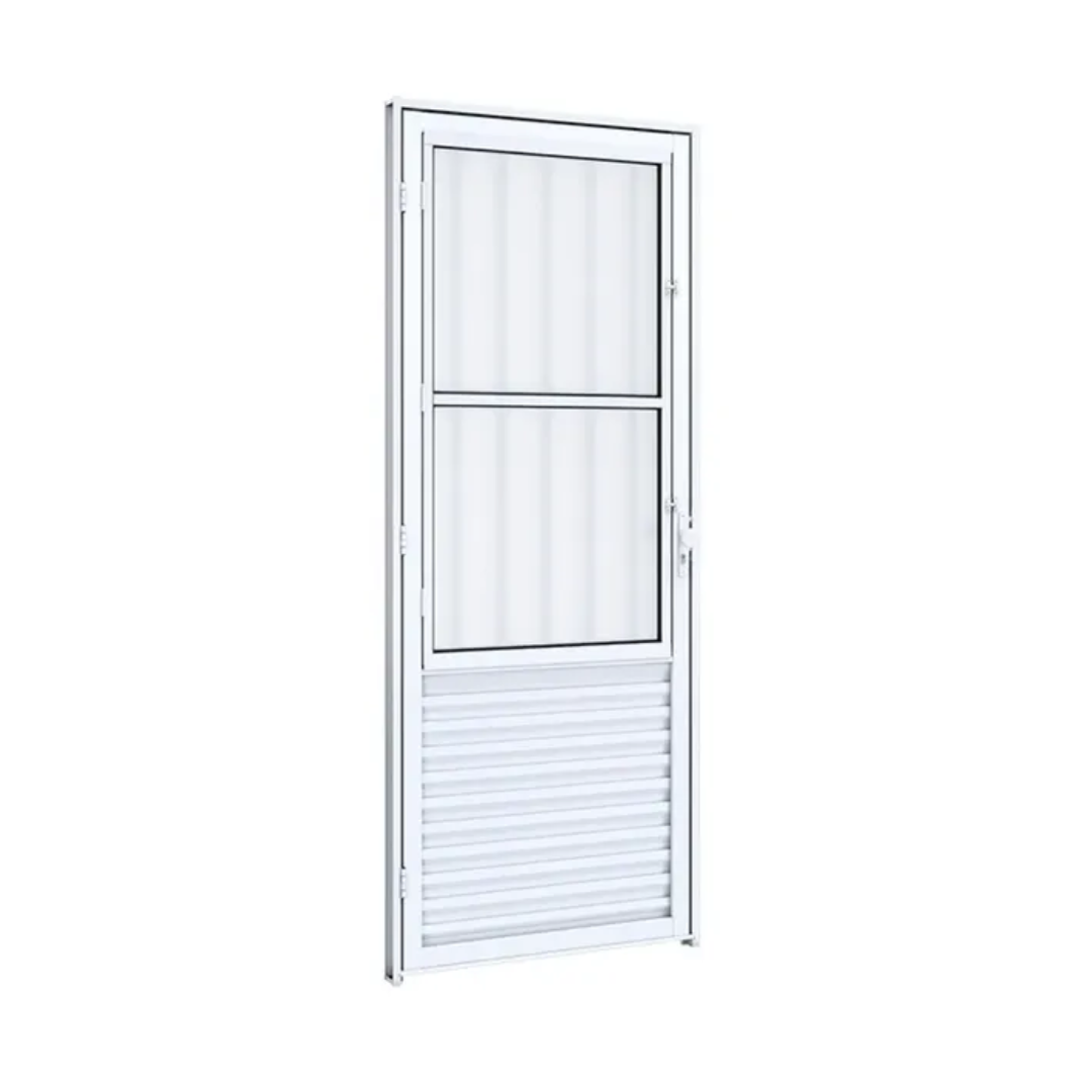 PORTA ALUMÍNIO COM POSTIGO E GRADE 215X85CM A133.2 DIREITA RIOBRAS