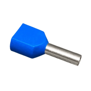 TERMINAL TUBULAR DUPLO ISOLADO 2X16MM 68A AZUL COM 5 PEÇAS ROHDINA