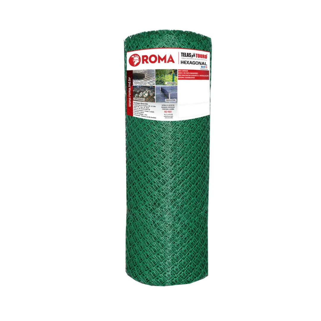 TELA PLÁSTICA MULTIUSO MALHA 11MM 1,00X5,00M VERDE ROMA